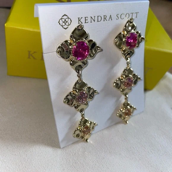 Like New - Kendra Scott Cascading Ombre Floral Drop Earrings - Picture 2 of 4